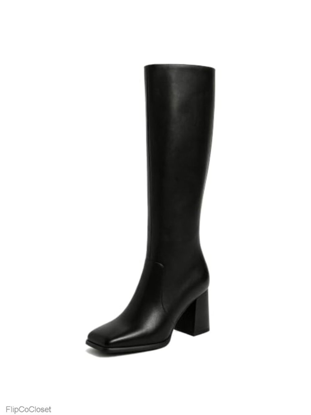 Knee High Boots Square Toe Chunky Heel Fashion Tall Boots